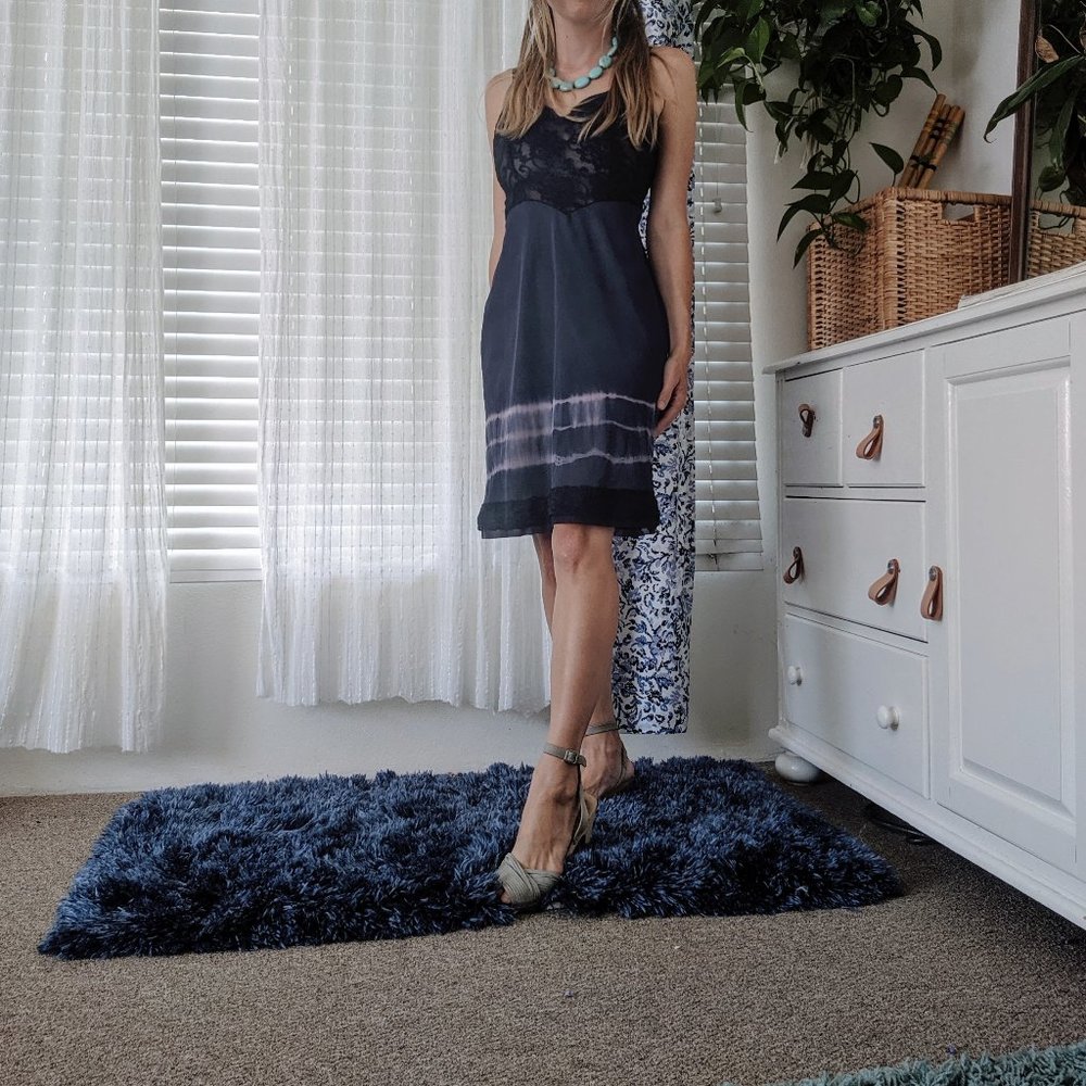 Vintage Slip dress - Sheer Purple Tie-dye Small